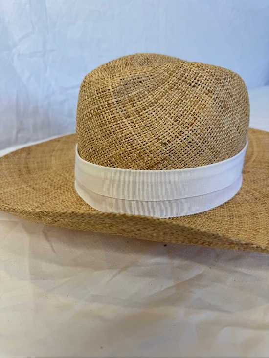 Raffaello Bettini Italian Straw Sun Hat with White Bow Band main image 4